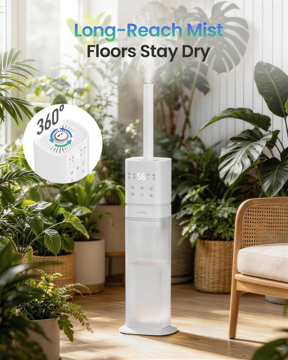 Humidifiers for Bedroom 2.1Gal/8L, Smart Humidifier for Large Room