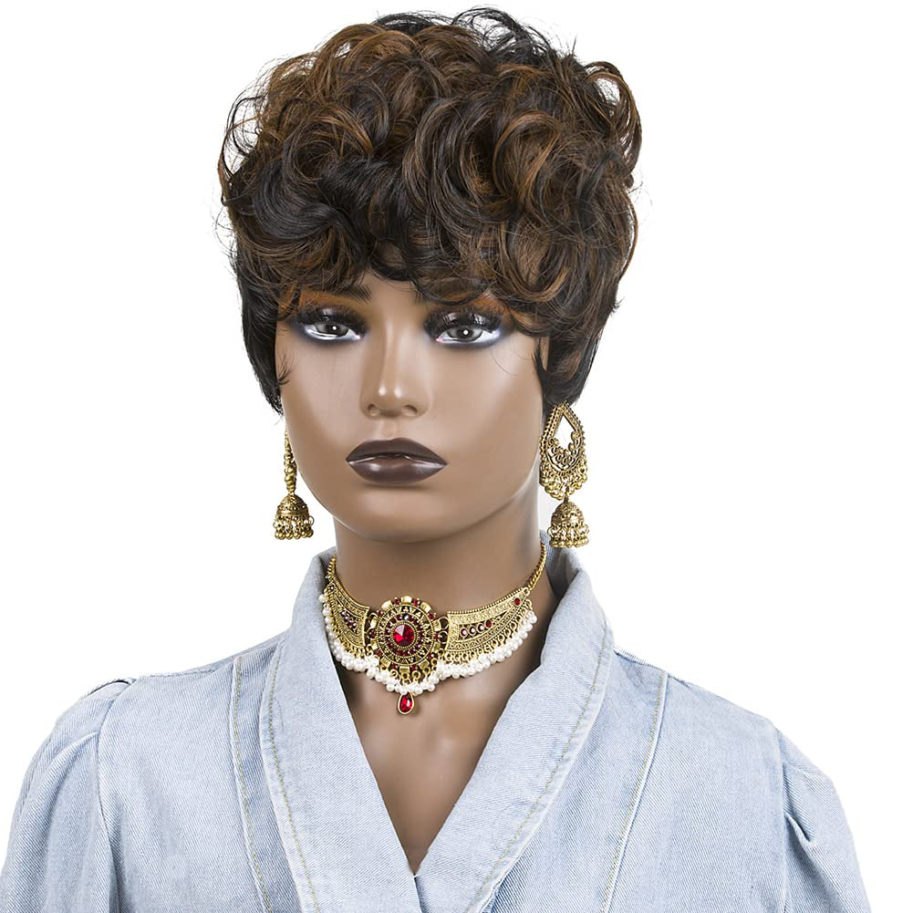 Short Pixie Cut Wigs for Black Women Pixie Cut Wigs with Bangs