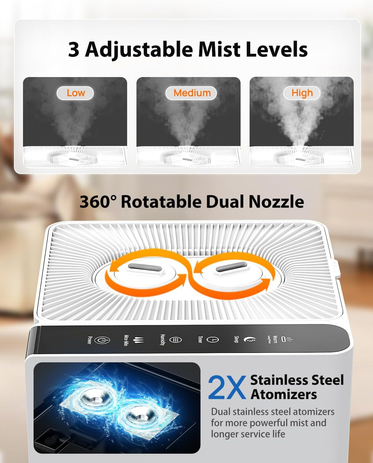 Cool Mist Humidifier Large Room, Whole House Humidifiers for Home