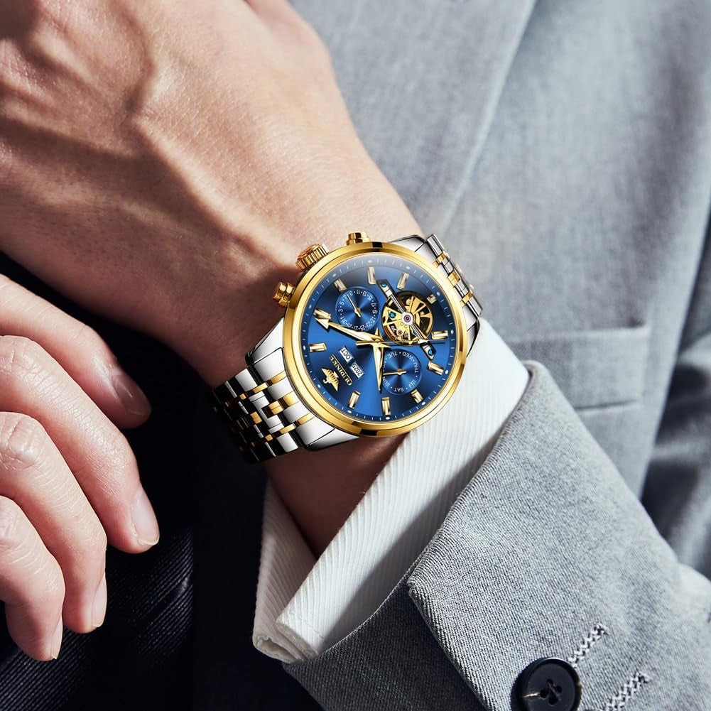 Automatic Men Watches Mechanical Luxury Self Winding Wrist Watch Stainless Steel Waterproof Wrist Watches