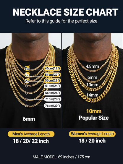 14K Gold Plated Cuban Chain for Men Curb Necklace 10Mm Thick Birthday Valentines Father Day Jewelry Gifts for Husband Dad 14 Inch