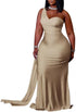 Womens plus Size Party Dress off Shoulder Dress Sleeveless Bodycon Satin Evening Pencil Maxi Dresss Champagne 2X