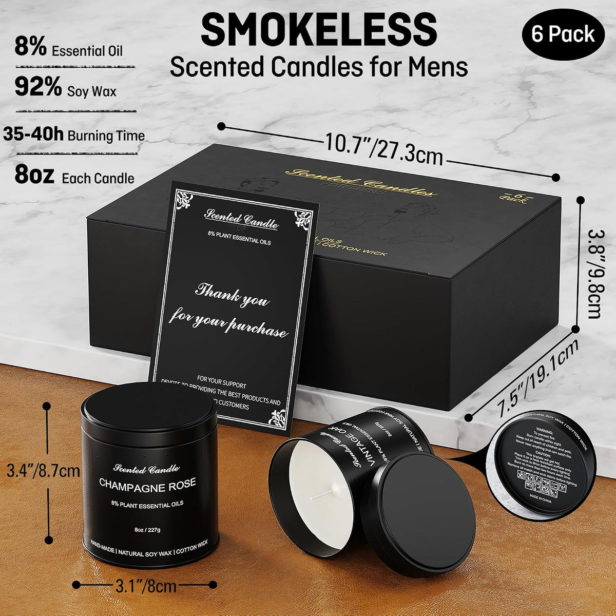 Men’S Scented Candles Set – Soy Wax Aromatherapy Candles for Men, Masculine Scented Candles with Essential Oils, Long Lasting Strong Scent, Luxury Gift Candles for Men,Dad,Him (48Oz)