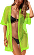 Women Swimsuit Coverup Crochet Beach Cover up Short Sleeve Kimono Cardigans