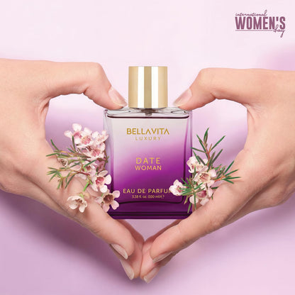 Bellavita Luxury DATE Eau De Parfum | 100 Ml (3.4 Fl.Oz.) | Perfume for Women | Floral, Pink Pepper, Jasmine, and Moss Notes | Long Lasting Fragrance