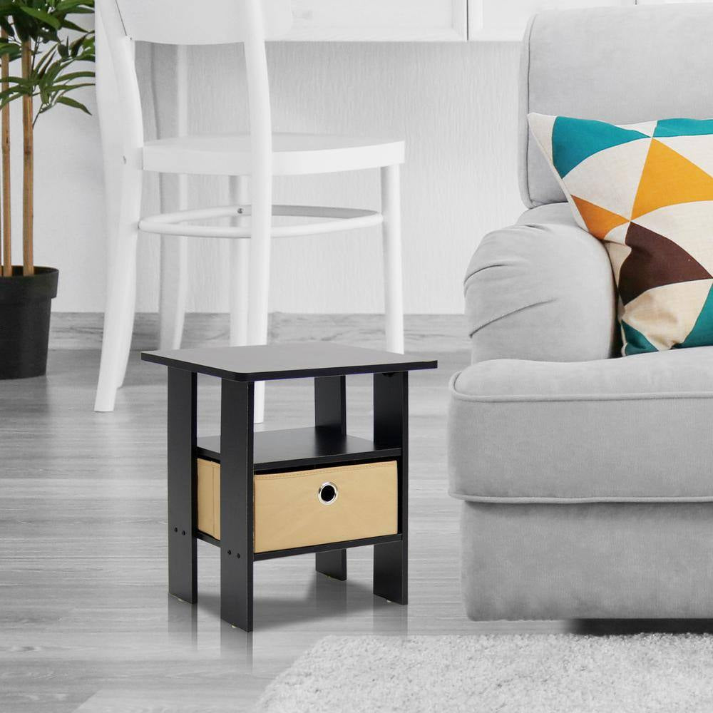 Home Living Espresso Storage End Table (Set of 2)