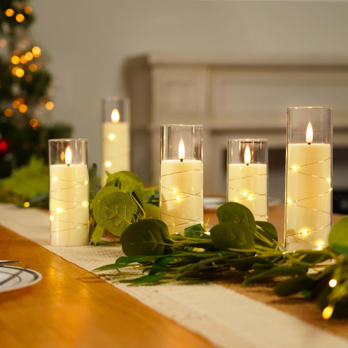 Flickering Flameless Candles with Remote, LED Fake Pillar Candles