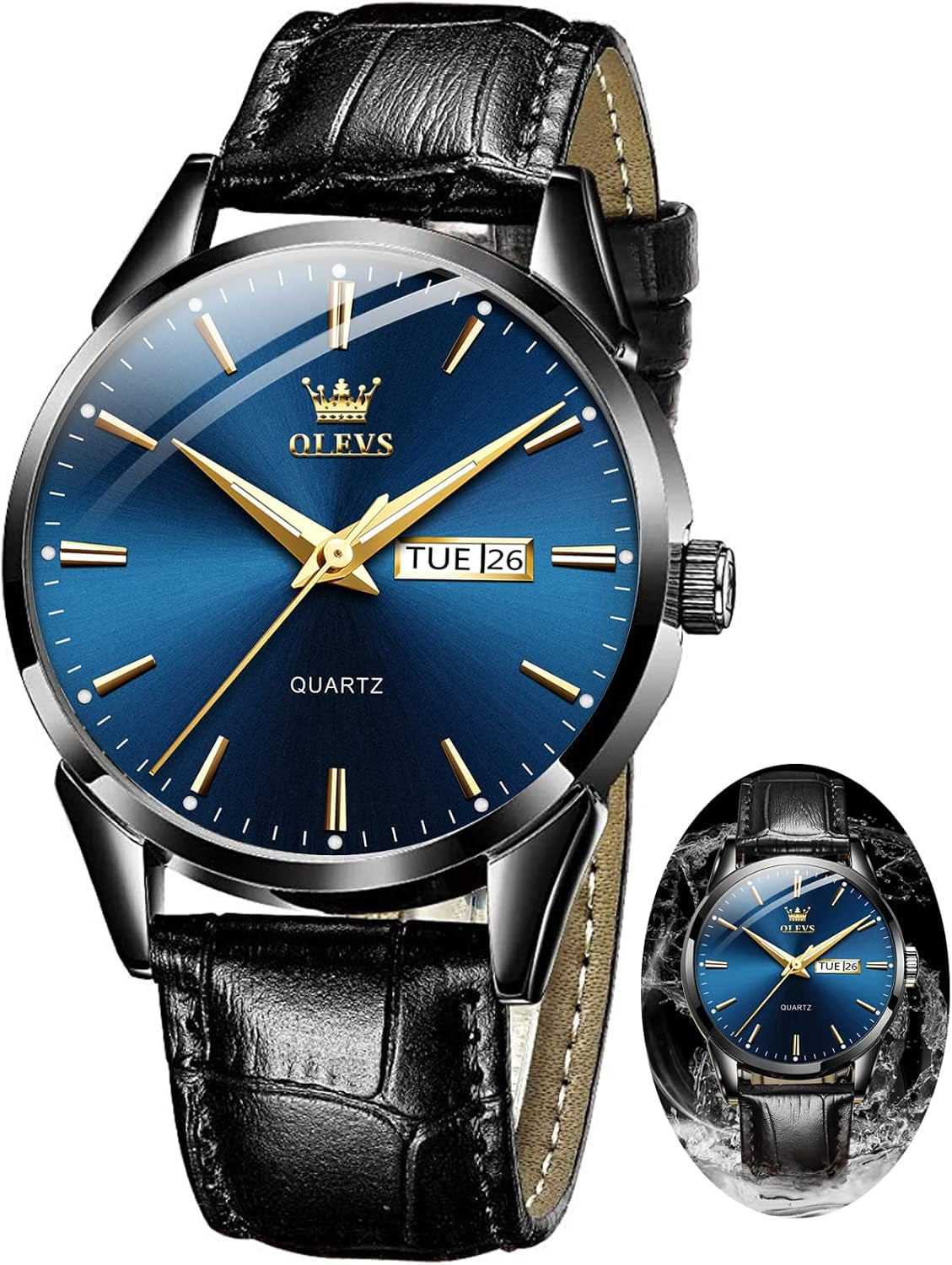 Brown Mens Leather Watch Dress Casual Day Date Quartz Wrist Watch