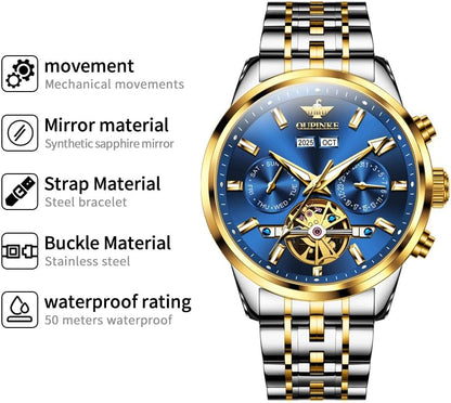 Automatic Men Watches Mechanical Luxury Self Winding Wrist Watch Stainless Steel Waterproof Wrist Watches