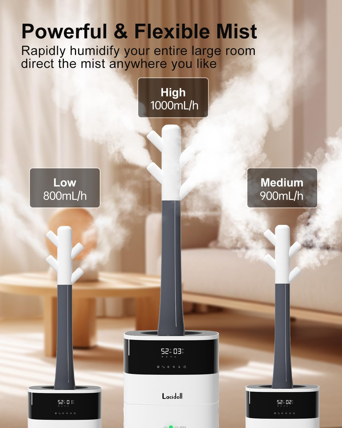 Cool and Warm Mist Humidifier Large Room, 5.3Gal/20L