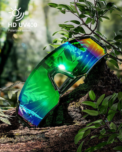 Polarized Sports Sunglasses for Men Women, UV400 Protection Mens Sunglasses Wrap around Sun Glasses for Cycling Running