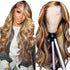 13X4 Highlight Ombre Lace Front Wig Human Hair Pre Plucked 4/27 Honey Blonde HD Transparent Colored Lace Frontal Wigs for Women with Baby Hair 180% Density Body Wave Lace Front Wig (24 Inch)