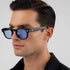 Blue Lens Sunglasses round Frame Retro Style Men&