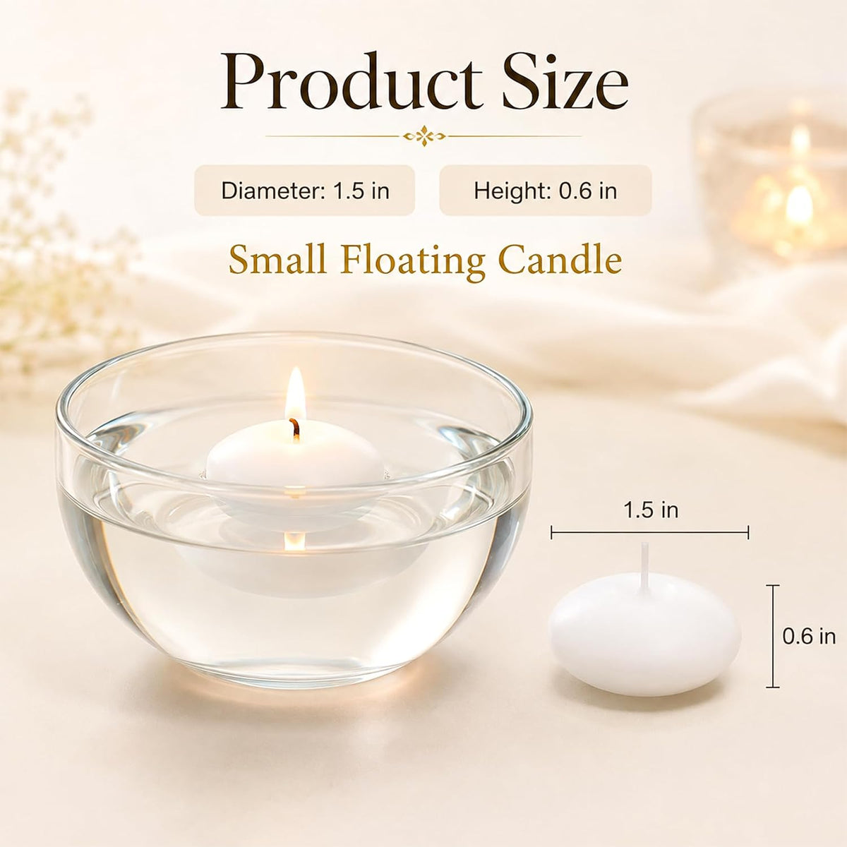30Pcs White Floating-Candles for Centerpieces - Small Wax Candles