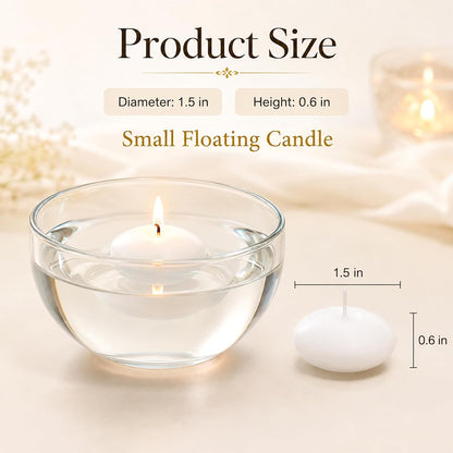 30Pcs White Floating-Candles for Centerpieces - Small Wax Candles