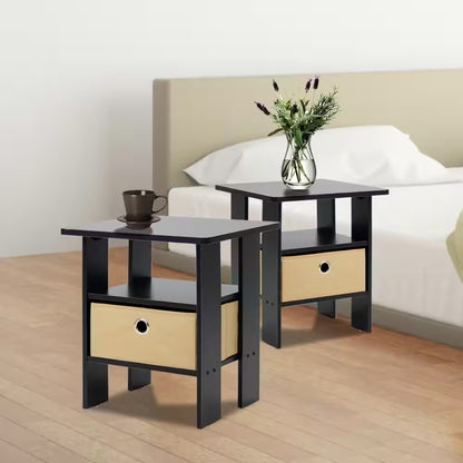 Home Living Espresso Storage End Table (Set of 2)