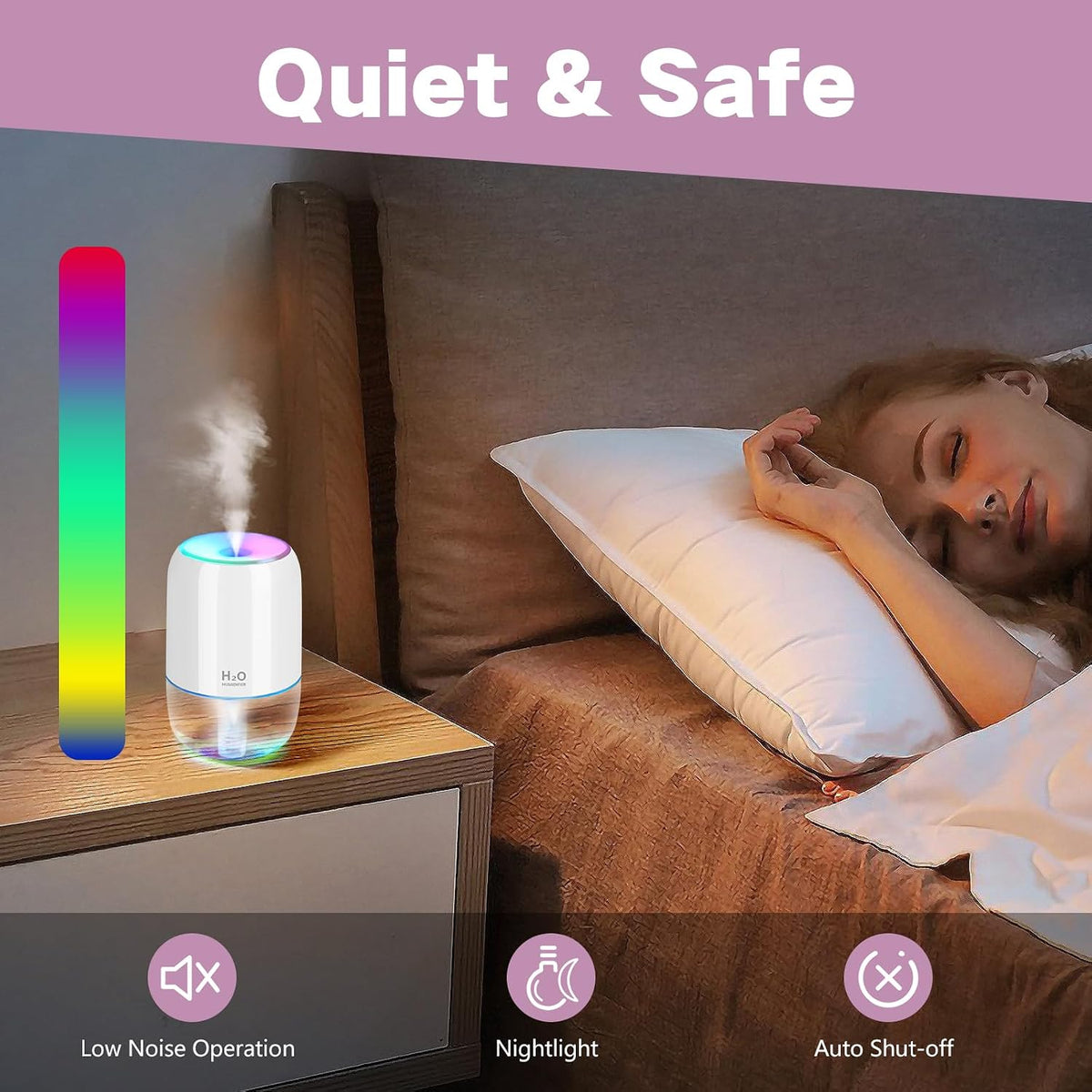 Mini Humidifiers for Bedroom, 200Ml Small Humidifier for Home Plant, Room Humidifiers for Bedroom Auto Shut-Off for Car Office Desktop, Gray White