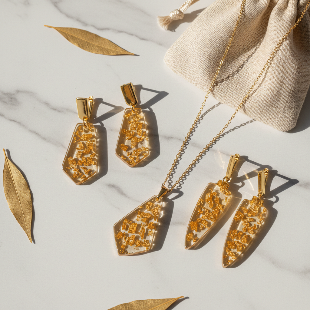 Fuse Amber Resin Jewelry Set