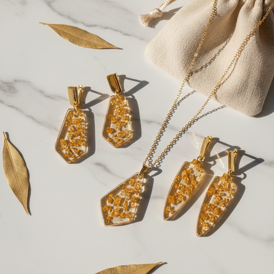 Fuse Amber Resin Jewelry Set